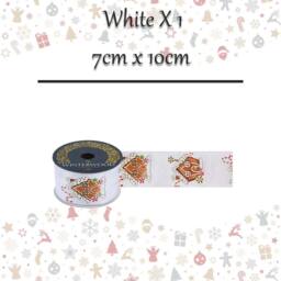 VFM e-Store Christmas Ribbon Garland 7cm x 10cm White X 1 - Size: 7 cm x 10 cm - thumbnail 2