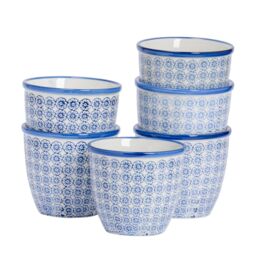 Nicola Spring Hand-Printed Plant Pots - 14cm - Pack of 6 in Navy - thumbnail 1