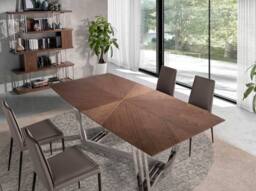 Angel Cerda Walnut Veneer Bookcase with Chromed Stainless Steel in Brown - thumbnail 6