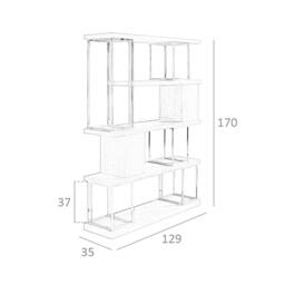 Angel Cerda Walnut Veneer Bookcase with Chromed Stainless Steel in Brown - thumbnail 8
