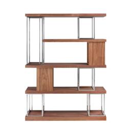 Angel Cerda Walnut Veneer Bookcase with Chromed Stainless Steel in Brown - thumbnail 2