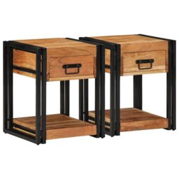 Berkfield Home Nightstands 2 pack 40x40x50 cm Solid Acacia Wood in Brown - Size: 40 x 40 x 50 cm - thumbnail 5