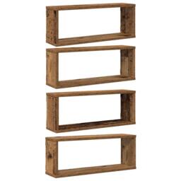 Berkfield Home Wall Cube Shelves 4 pcs Old Wood 60x15x23 cm Engineered Wood in Brown - Size: 60 x 15 x 23 cm - thumbnail 2