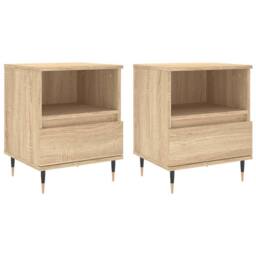 Berkfield Home Modern Bedside Cabinets 2 pcs Sonoma Oak 40x35x50 cm Engineered Wood in Light Brown - Size: 40 x 35 x 50 cm - thumbnail 3