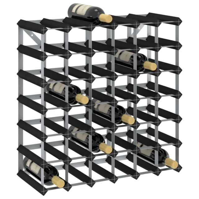 Berkfield Home Wine Rack for 42 Bottles Black Solid Pine Wood - image 1