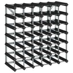 Berkfield Home Wine Rack for 42 Bottles Black Solid Pine Wood - thumbnail 2