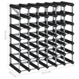 Berkfield Home Wine Rack for 42 Bottles Black Solid Pine Wood - thumbnail 5