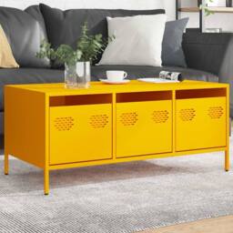 Berkfield Home Coffee Table Mustard Yellow 101.5x50x43.5 cm Cold-rolled Steel - thumbnail 2