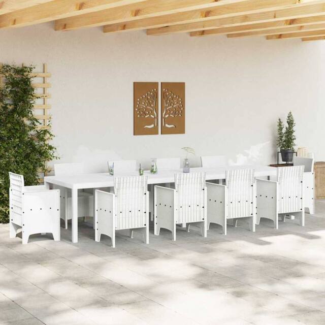 Berkfield Home Garden Table White 350x100x73 cm Poly Rattan - Size: 350 x 100 x 73 cm