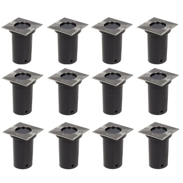 Berkfield Home Outdoor Ground Lights 12 pcs Square in Silver - image 1