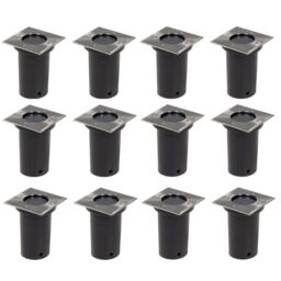 Berkfield Home Outdoor Ground Lights 12 pcs Square in Silver - thumbnail 1