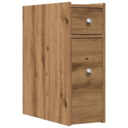Berkfield Home Narrow Bathroom Cupboard with Wheels Artisian Oak Engineered Wood in Brown - thumbnail 2