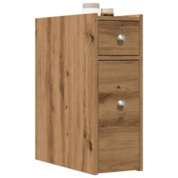 Berkfield Home Narrow Bathroom Cupboard with Wheels Artisian Oak Engineered Wood in Brown - thumbnail 1