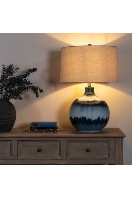 KDMD Ocean Shadows Linen Shade Table Lamp in Blue - image 1
