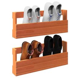 Berkfield Home Wall-mounted Shoe Racks 2 pcs Wax Brown 59x8.5x23.5 cm Solid Wood Pine - thumbnail 4