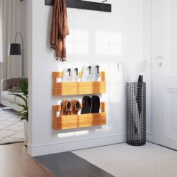 Berkfield Home Wall-mounted Shoe Racks 2 pcs Wax Brown 59x8.5x23.5 cm Solid Wood Pine - thumbnail 3