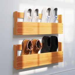 Berkfield Home Wall-mounted Shoe Racks 2 pcs Wax Brown 59x8.5x23.5 cm Solid Wood Pine