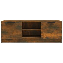 Berkfield Home TV Cabinet Smoked Oak 102x35x36.5 cm Engineered Wood in Brown - thumbnail 3