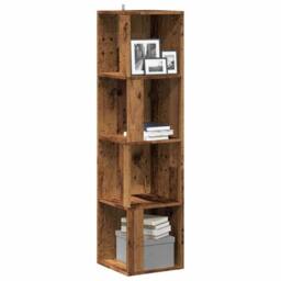 Berkfield Home Classic Corner Cabinet Old Wood 33x33x132 cm Engineered Wood in Brown - Size: 33 x 33 x 132 cm - thumbnail 2