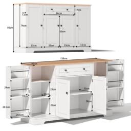 Merax Kitchen Sideboard Storage Cabinet with Drawer & Adjustable Shelves in Natural White - thumbnail 6