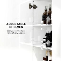 HOMCOM Tall Storage Cabinet with Adjustable Shelves & Double Doors in White - thumbnail 5