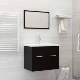 Berkfield Home Bathroom Furniture Set Black Engineered Wood - thumbnail 2