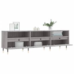Berkfield Home TV Cabinet Grey Sonoma 150x30x44.5 cm Engineered Wood - thumbnail 4