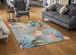 Benjamin Tate Design Pink Tropical Flowers Rug in Natural - Size: Large - thumbnail 2