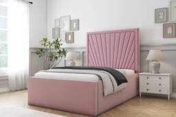 "Sloomy Somerset Plush Deep-Sided Bed Frame With 50"" Upholstered Headboard in Pink - Size: Double" - thumbnail 2