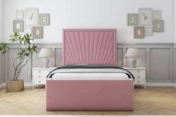"Sloomy Somerset Plush Deep-Sided Bed Frame With 50"" Upholstered Headboard in Pink - Size: Double"