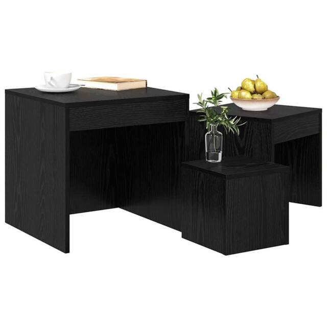 Berkfield Home Traditional Coffee Tables 3 pcs Black oak 45 x 45 x 45 cm Enginee - image 1