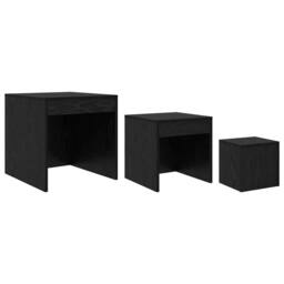 Berkfield Home Traditional Coffee Tables 3 pcs Black oak 45 x 45 x 45 cm Enginee - thumbnail 8
