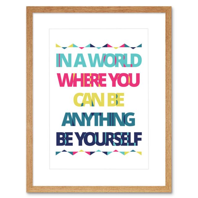 "Artery8 Wall Art Print Be Yourself Anything World Framed in Beige - Size: W7"" x H9""" - image 1
