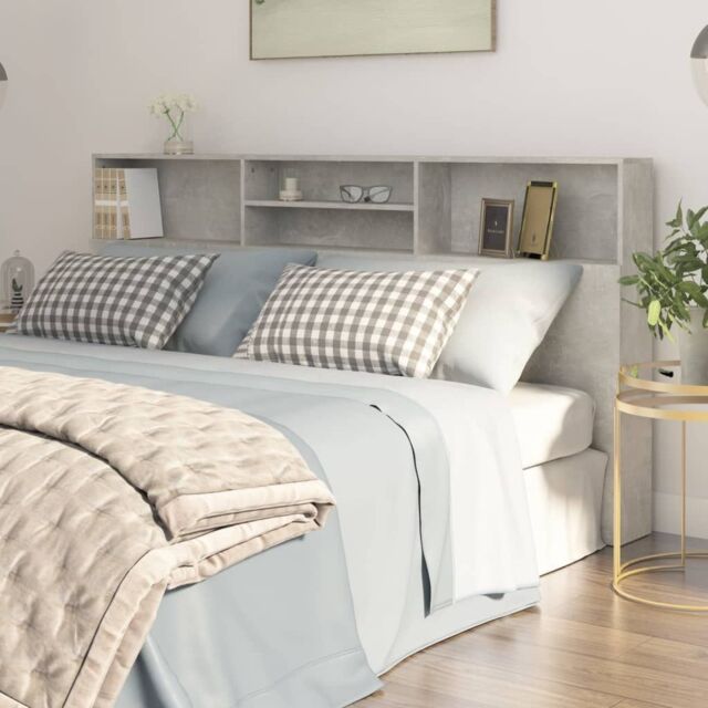Berkfield Home Headboard Cabinet Concrete Grey 200x19x103.5 cm - image 1