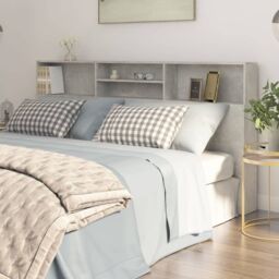 Berkfield Home Headboard Cabinet Concrete Grey 200x19x103.5 cm - thumbnail 1