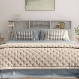 Berkfield Home Headboard Cabinet Concrete Grey 200x19x103.5 cm - thumbnail 5