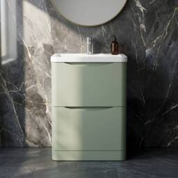 Balterley Dunwood Contemporary 2 Drawer Vanity Basin Unit, Satin Green, 600mm in Green - thumbnail 6