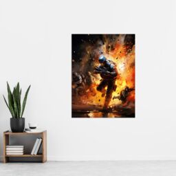 "Artery8 Wall Art Print Military Operation Army Explosion Scene Action Artwork Painting Poster - Size: W12"" x H16""" - thumbnail 4