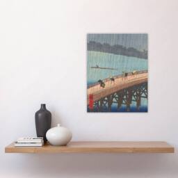 "Artery8 Evening Shower Ohashi Bridge Vintage Wall Art Print Hiroshige in Blue - Size: W18"" x H24""" - thumbnail 4