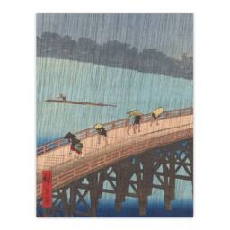 "Artery8 Evening Shower Ohashi Bridge Vintage Wall Art Print Hiroshige in Blue - Size: W18"" x H24""" - thumbnail 1