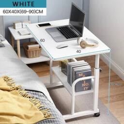 NESTLUNE White Computer Desk Workstation Table with Shelf for Home Office - Size: 100 cm x 15 cm