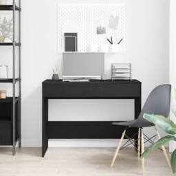 Berkfield Home Desk Black Oak 101x50x76.5 cm Engineered Wood - thumbnail 3