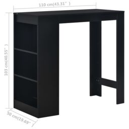 Berkfield Home Bar Table with Shelf Black 110x50x103 cm - Size: 110 x 50 x 103 cm - thumbnail 6