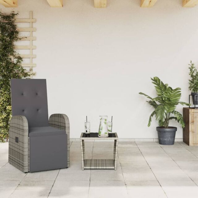 Berkfield Home 2 Piece Garden Dining Set with Cushions Grey Poly Rattan - image 1