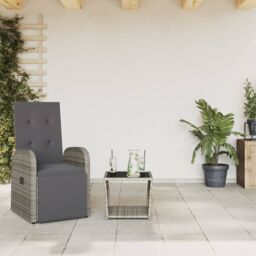 Berkfield Home 2 Piece Garden Dining Set with Cushions Grey Poly Rattan - thumbnail 1