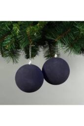 KDMD 10cm Midnight Blue Velvet Baubles Set of 4 in Navy - thumbnail 1