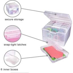 VOGREX Photo Storage Box Crafts Storage Clear Plastic Container - Size: Medium - thumbnail 4