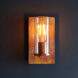 Loops Copper Patina Plate Wall Lamp Light & Clear Glass Shade - Dimmable LED Fitting - thumbnail 4