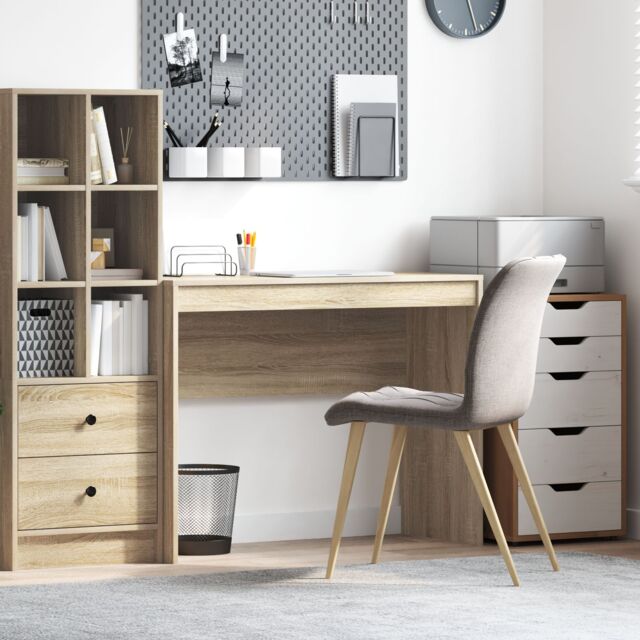 Berkfield Home Writing Desk Sonoma oak Engineered wood 100 x 40 x 76 cm Simple in Brown - image 1