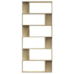 Berkfield Home Book Cabinet/Room Divider Sonoma Oak 80x24x192 cm Engineered Wood in Brown - Size: 80 x 24 x 192 cm - thumbnail 5